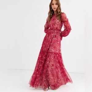 Needle & Thread Pink Floral Long Sleeve Dress